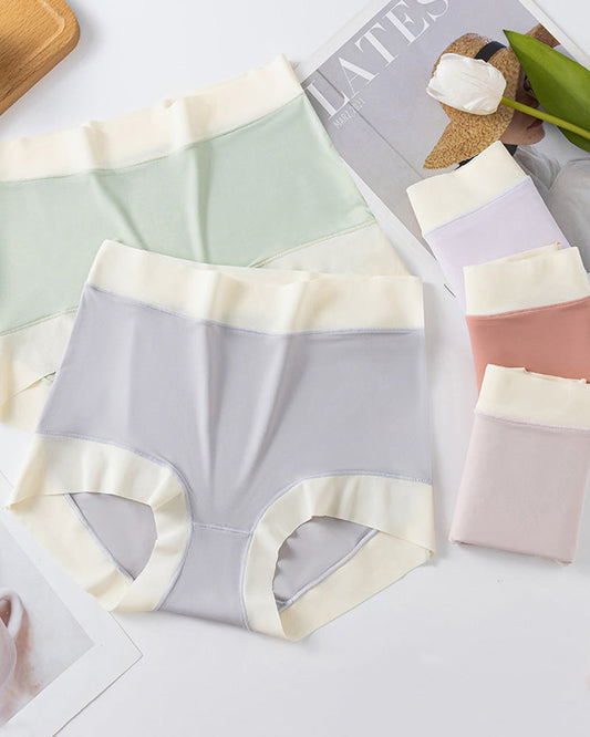 Women's Ice Silk Seamless High Waist Breathable Pure Cotton Crotch Underwear