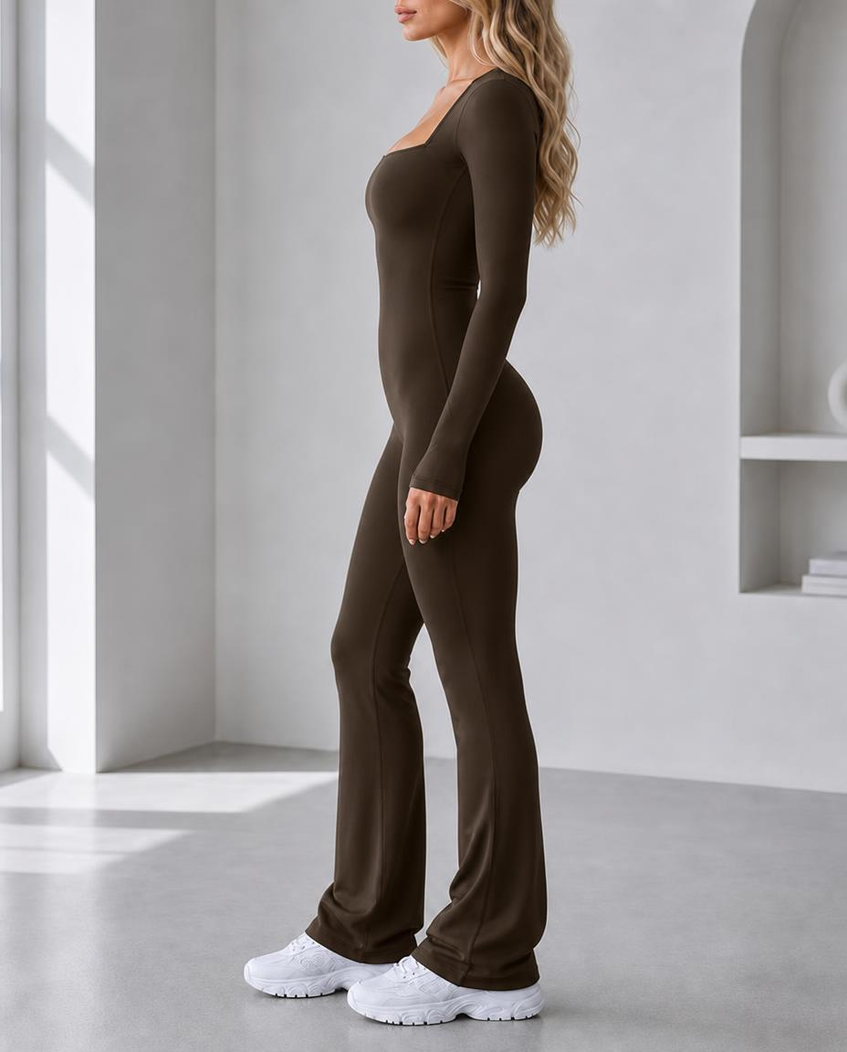 Seamless Stretch Long Sleeve Fitness Yoga One Piece Jumpsuit