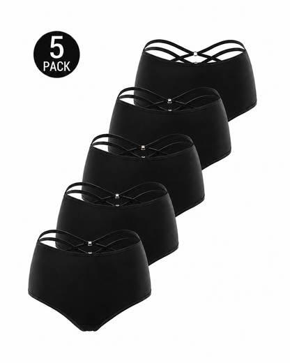 5-Pack High Waisted Criss Cross Back Seamless Briefs