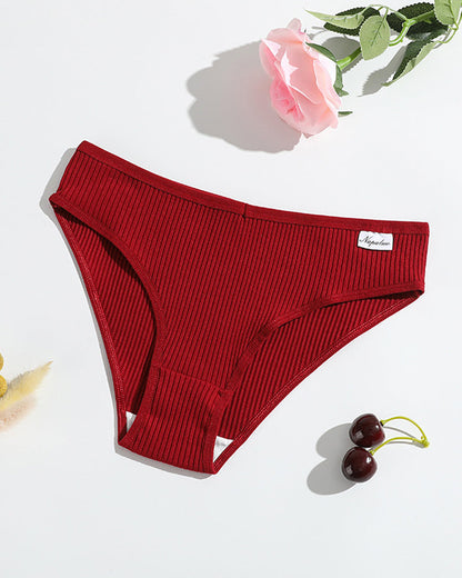 Women's Solid Color Vertical Striped Knit Stretch Seamless Thong