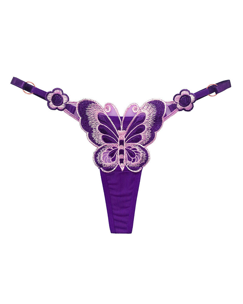Sexy Butterfly Embroidered Low-rise Thong