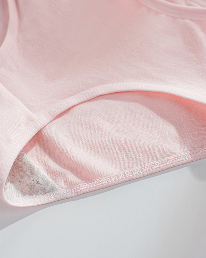 Women's Cotton Mid-Waist Solid Color Bow Seamless Comfortable Panties