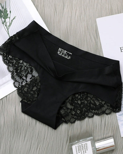 Women's Ice Silk Seamless Lace Low-Rise Sexy Comfortable Briefs