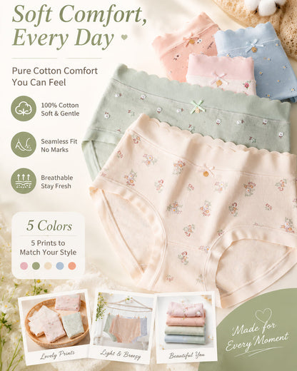 Floral Print Pure Cotton Seamless Breathable Panties