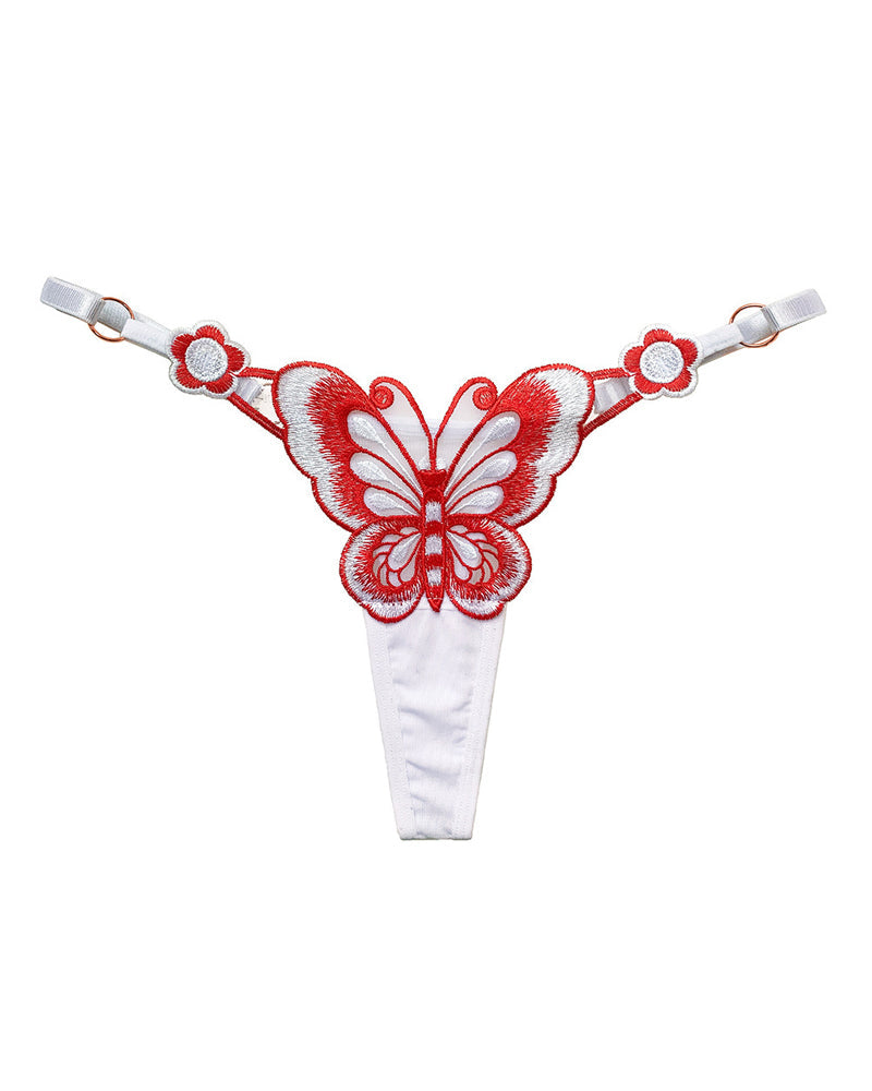 Sexy Butterfly Embroidered Low-rise Thong