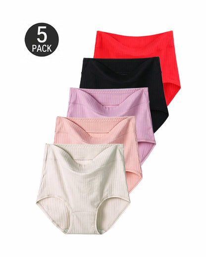 Multi-pack Plus Size High Waist Cotton Ribbed Briefs