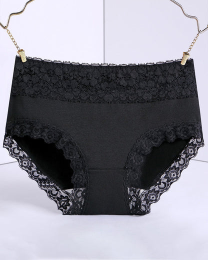 Women's Pure Cotton Breathable Skin-friendly Lace Trim Tummy Control Panties