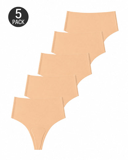 5-Pack Seamless Elastic Invisible Anti-Camel Toe Thongs