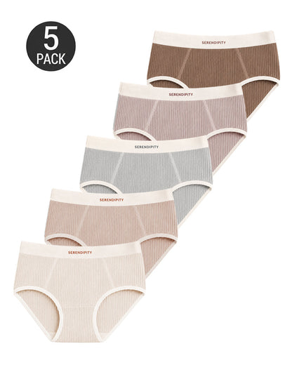 5-Pack Colorblock Ribbed Cotton Stretch Breathable Briefs