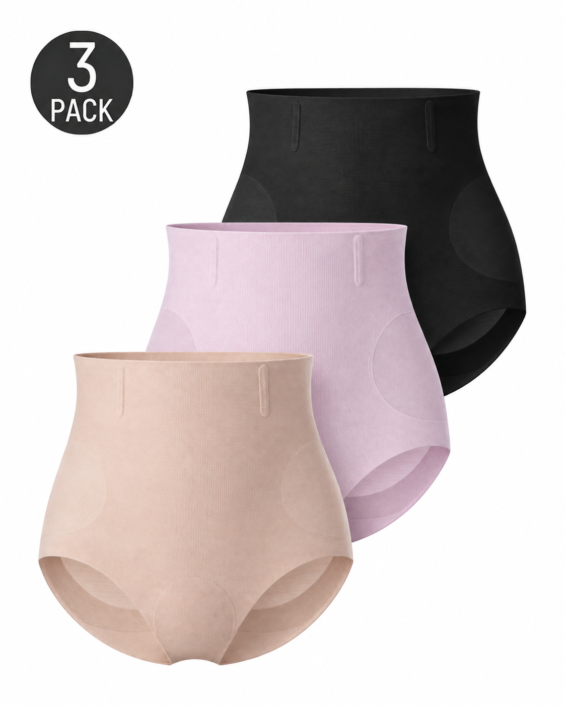 3-Pack Seamless High Waist Tummy Control Breathable Mesh Shaping Panties