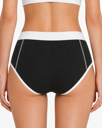 5-Pack Colorblock Ribbed Cotton Stretch Breathable Briefs
