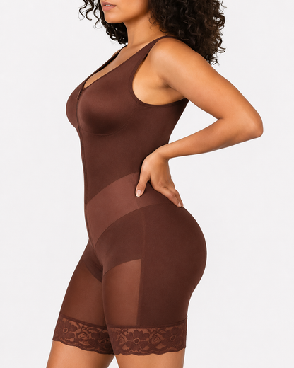 Women's V-shaped Elastic Band Design S-curve Shaping and Tummy Control Bodysuit