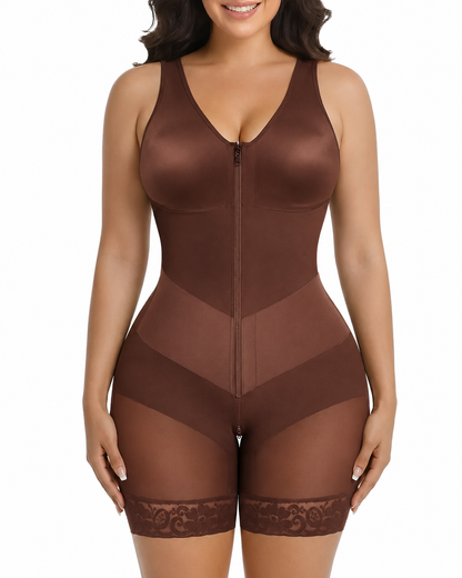 Women's V-shaped Elastic Band Design S-curve Shaping and Tummy Control Bodysuit