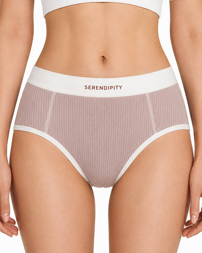 5-Pack Colorblock Ribbed Cotton Stretch Breathable Briefs