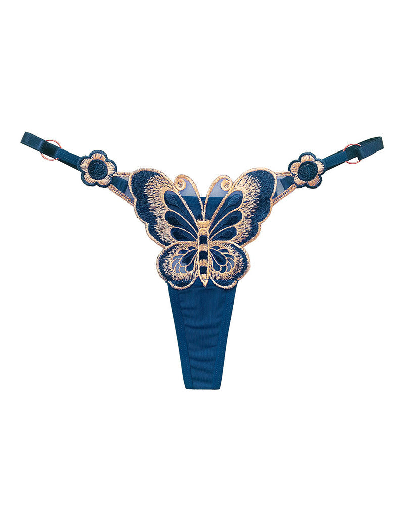 Sexy Butterfly Embroidered Low-rise Thong