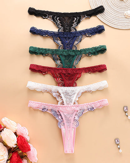 Sexy Butterfly Embroidered Low-rise Thong