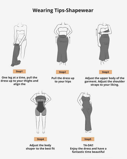 Solid Color Sleeveless Waist and Hip Lifting Long Dress With Built In Shapewear