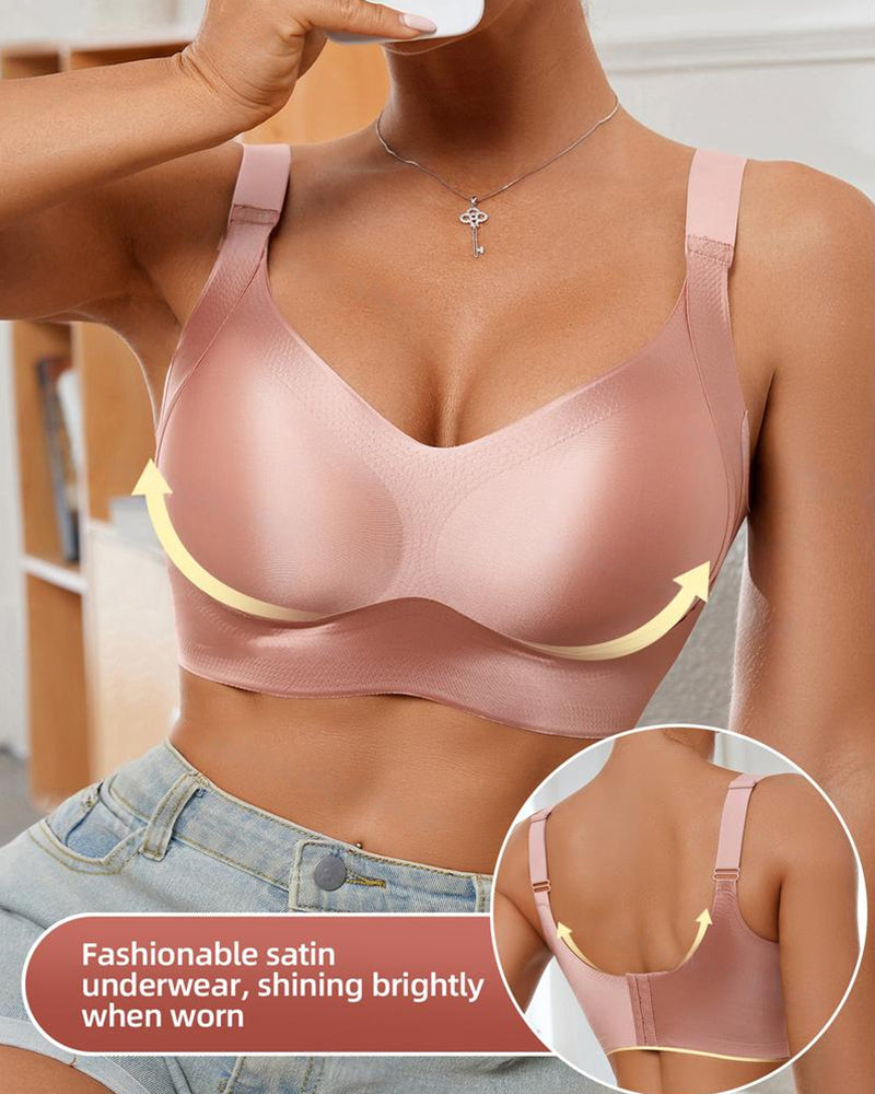 Women's Solid Color Adjustable Wire-Free Seamless Push-Up Breathable Bra