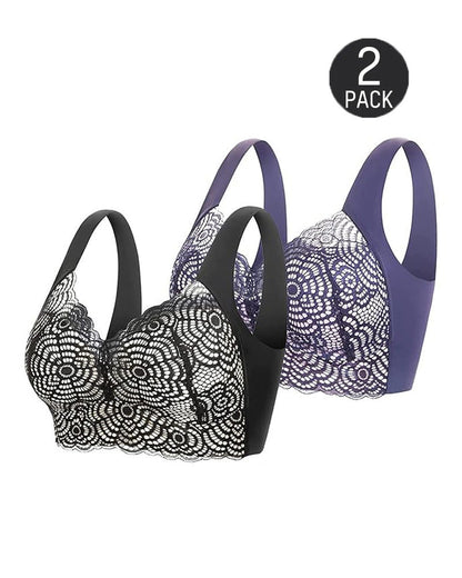 Full-Figure Seamless Lace Cut-Out Bra