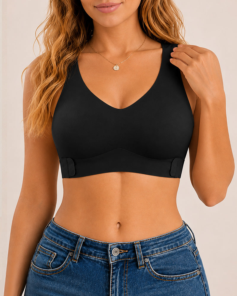 Seamless Front Closure Cross Back Push Up Bra
