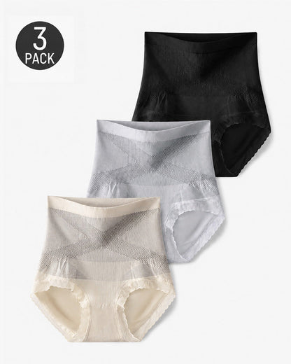 3-Pack Cotton Seamless High Waist Tummy Control Hip Lifting Panties
