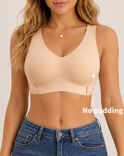 Seamless Front Closure Cross Back Push Up Bra