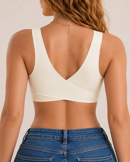 Seamless Front Closure Cross Back Push Up Bra