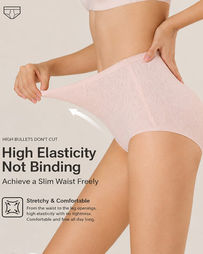 5-Pack High Waist Seamless Ice Silk Breathable Jacquard Panties
