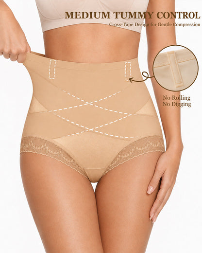 3-Pack High Waist Tummy Control Lace Trim Shaping Panties