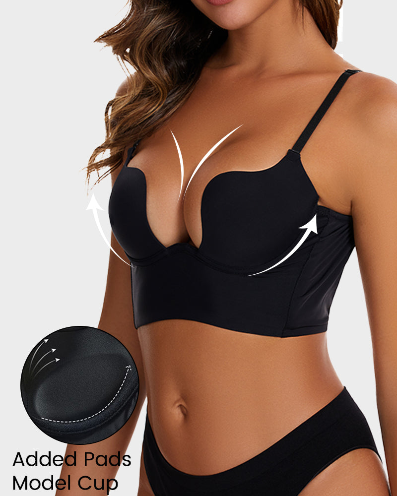 [2 Pack]Low Back Secret Plunge Bra - Black+White