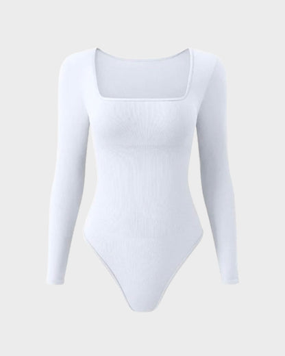 Floralshe® Sexy Square Neck Long Sleeve Bodysuits