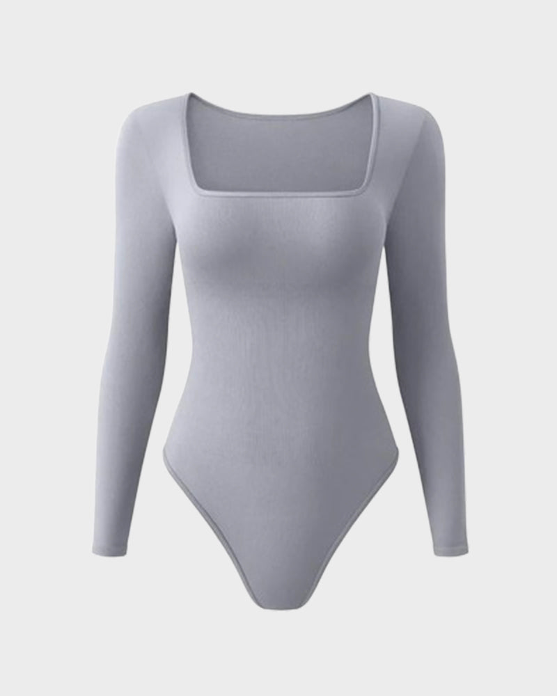 Floralshe® Sexy Square Neck Long Sleeve Bodysuits