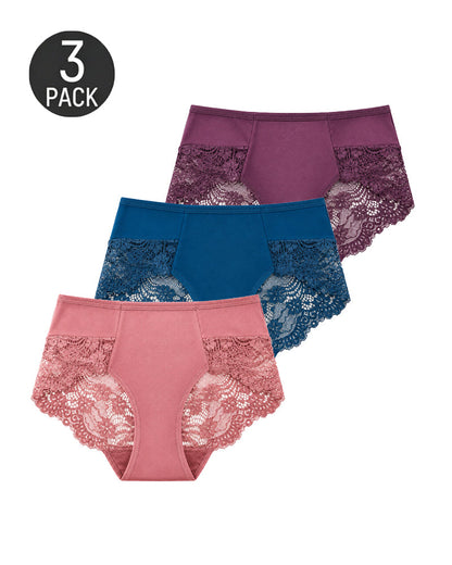 Multiple-Pack Sexy Cotton Lace Patchwork Briefs
