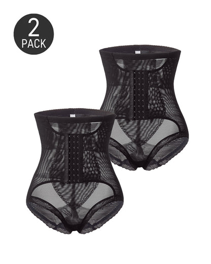 High Waist Hook-eye Tummy Control Mesh Seamless Shaping Panties