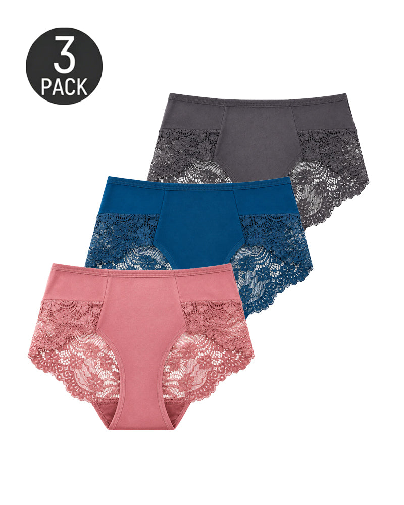Multiple-Pack Sexy Cotton Lace Patchwork Briefs