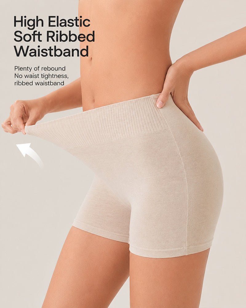 3-Pack Pure Cotton High Waist Tummy Control Seamless Breathable Boyshorts