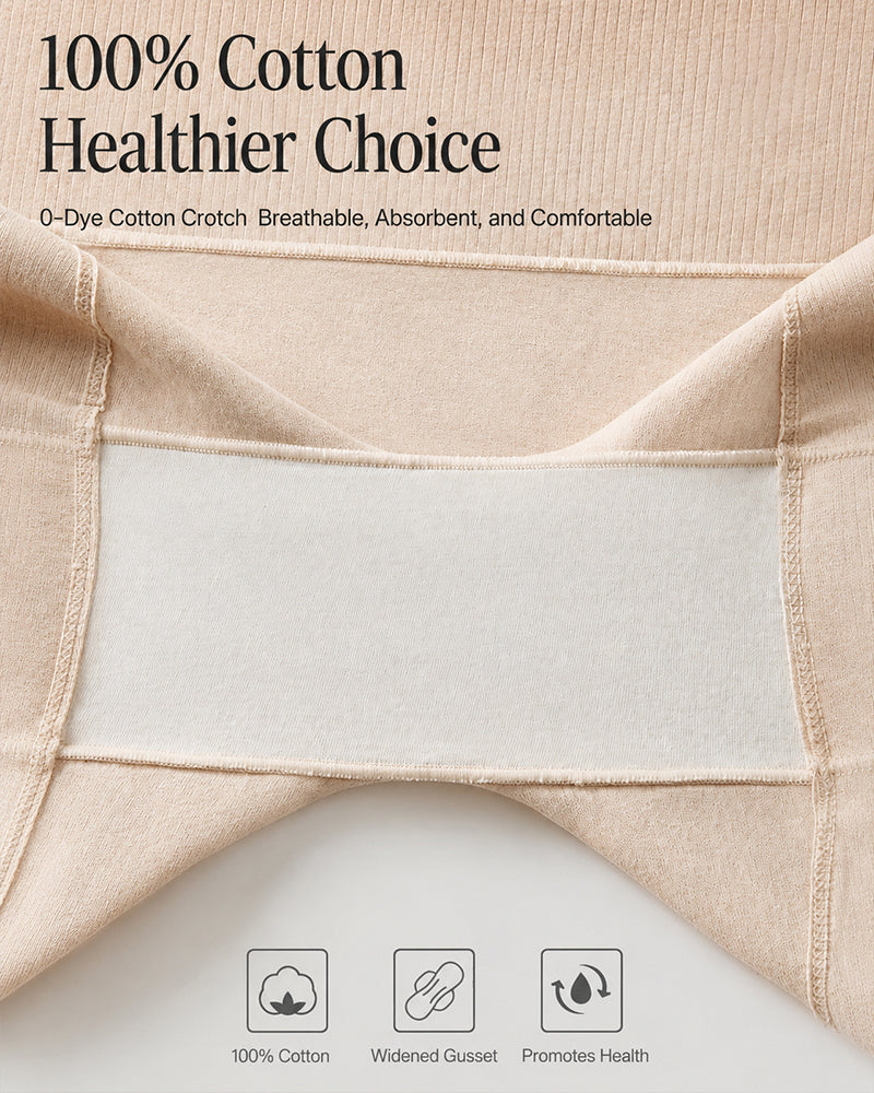 3-Pack Pure Cotton High Waist Tummy Control Seamless Breathable Boyshorts