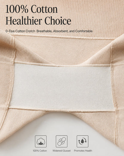 3-Pack Pure Cotton High Waist Tummy Control Seamless Breathable Boyshorts