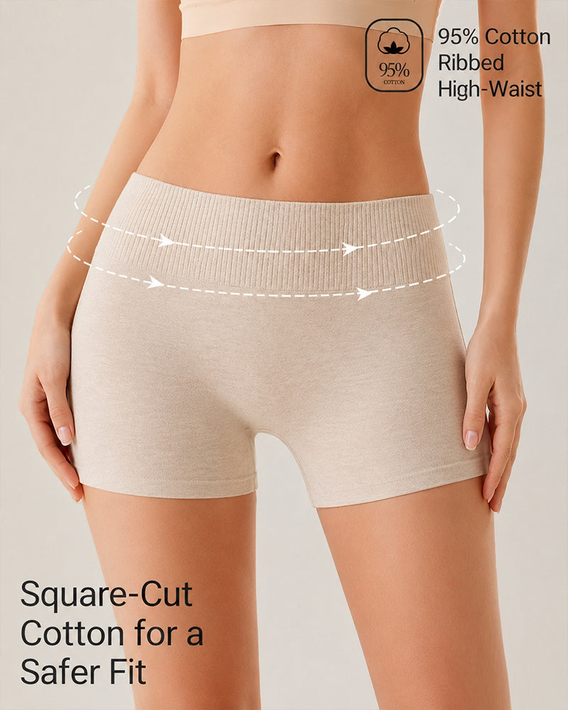 3-Pack Pure Cotton High Waist Tummy Control Seamless Breathable Boyshorts