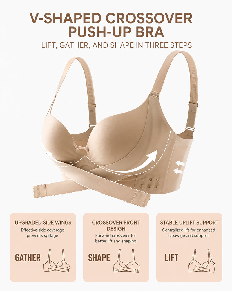 Seamless Cross Front Closure Push-Up Bra