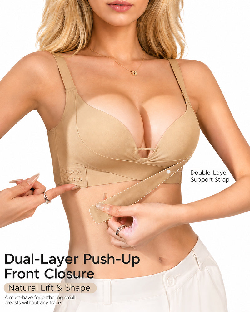 Seamless Cross Front Closure Push-Up Bra