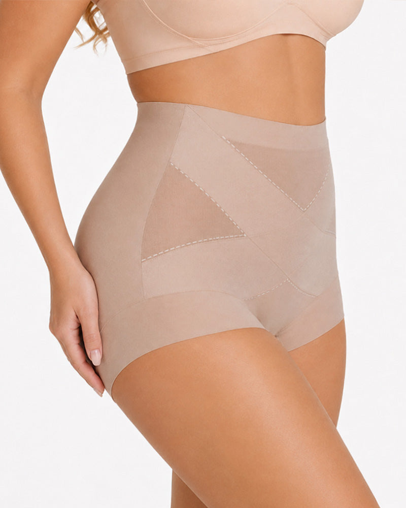 3-Pack High Waist Cross Compression Sheer Mesh Shaping Panties