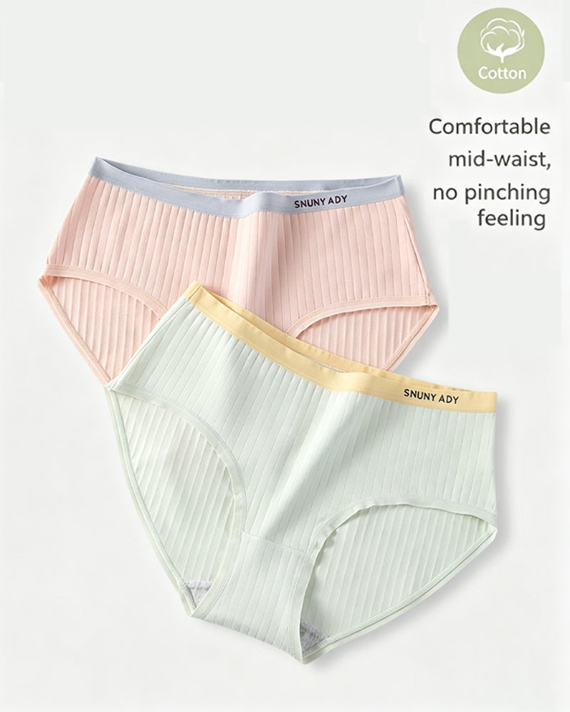 Multi-pack Pure Cotton Colorblock Ribbed Seamless Briefs