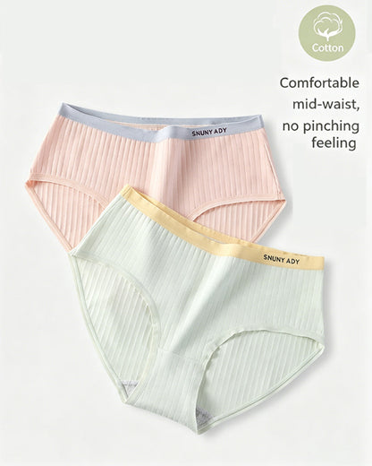 Multi-pack Pure Cotton Colorblock Ribbed Seamless Briefs