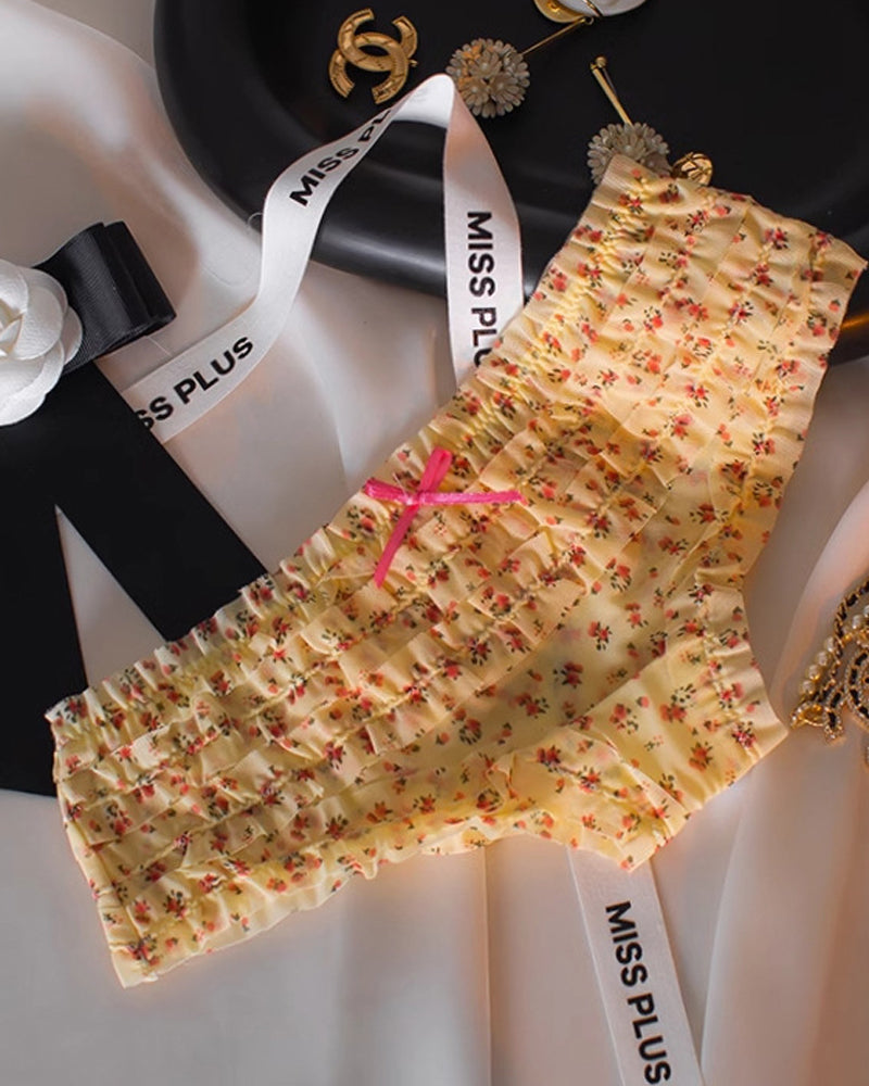 Floral Lace Ruffle Breathable Panties