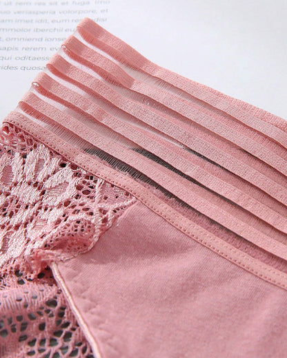 Women's Sexy High Waist Tummy Control Seamless Flower Lace Breathable Panties
