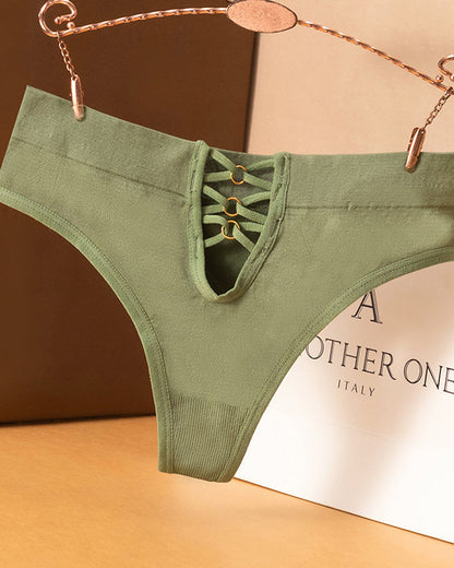 Mid-waist High-elasticity Comfortable Sexy Hollow-out Seamless Thong