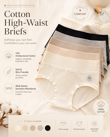Five-pack Pure Cotton High Waist Stretch Briefs