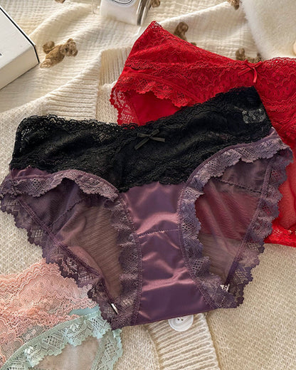 Sexy Colorblock Lace Mesh Sheer Panties