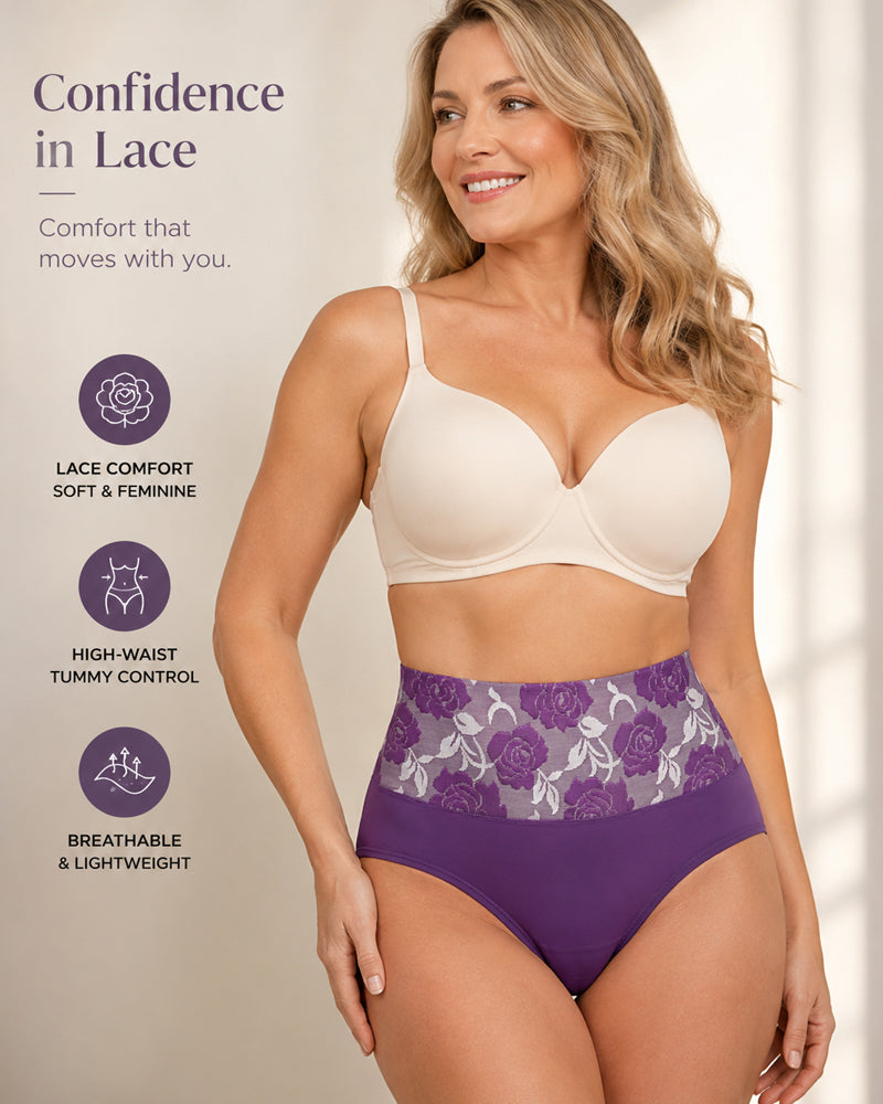 High Waisted Floral Colorblock Printed Pure Cotton Briefs